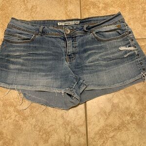Grane Light Blue Distressed Jean Shorts